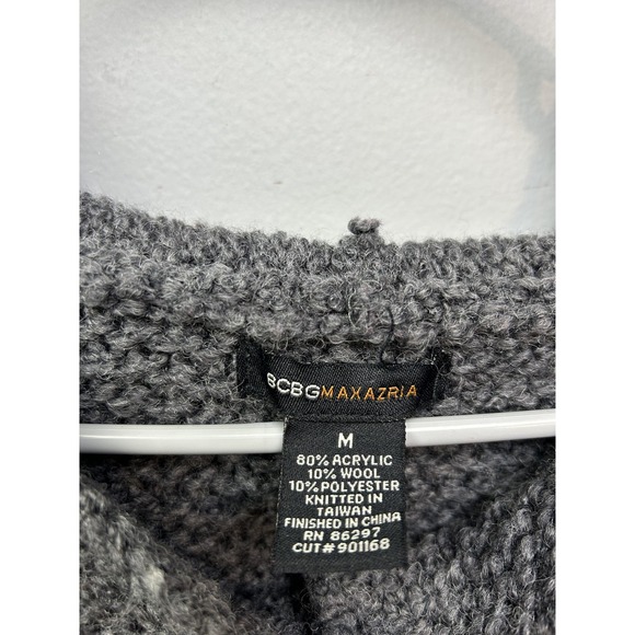 BCBGMAXAZRIA Sweater Womens Medium Gray Hooded Open Front Long Knit Cardigan - Picture 4 of 7